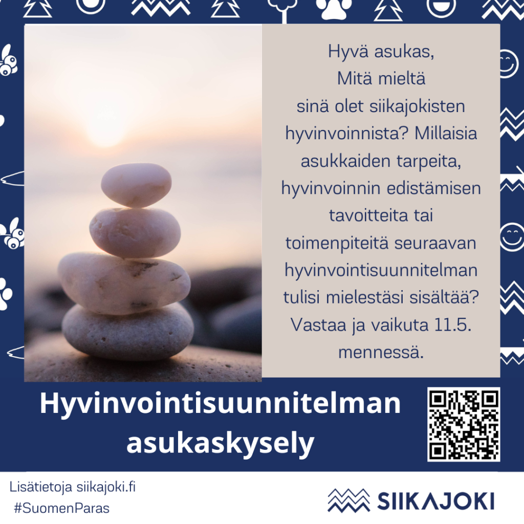 Vastaa hyvinvointisuunnitelman asukaskyselyyn kuntalaisten tarpeista, asukkaiden hyvinvoinnin tavoitteista ja toimenpiteistä 11.5. mennessä.