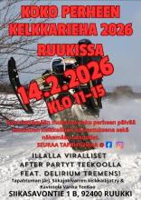 Moottorikelkkailija keulimassa lumihangessa