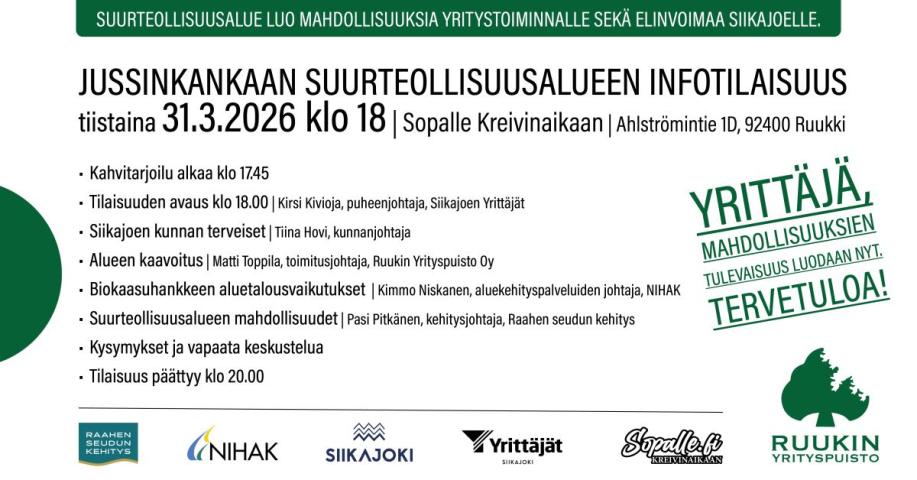 Jussinkankaan suurteollisuusalueen infotilaisuus